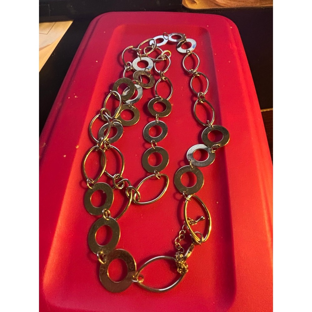 Chico's" Gold Toned Oval Chain Necklack